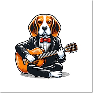 Beagle Playing Guitar Posters and Art